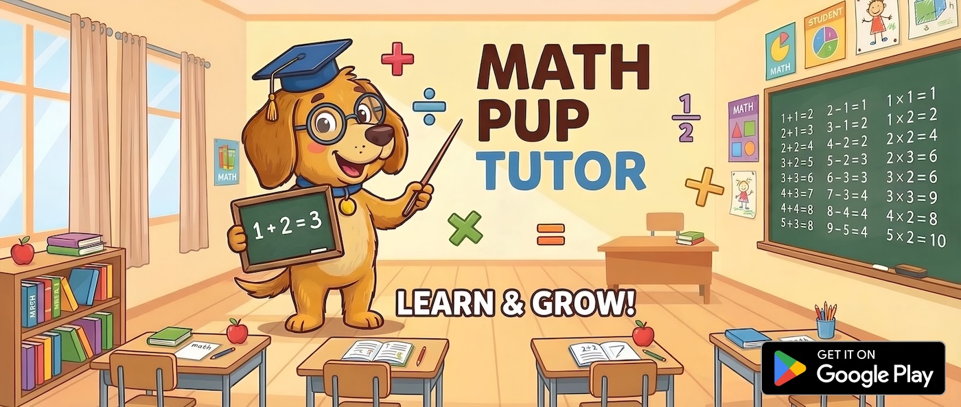 Kids Math Pup Tutor App Banner Image